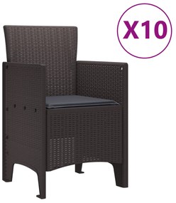 vidaXL σετ κηπουρικών επίπλων  11 τεμαχίων με μαξιλάρια Καφέ Πολυράταν