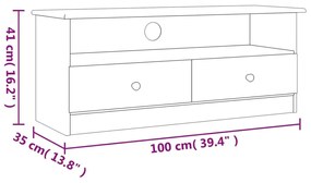 Έπιπλο Τηλ. Συρτάρια ALTA Λευκό 100x35x41 εκ. Μασίφ Ξύλο Πεύκου - Λευκό