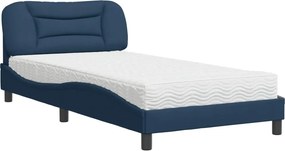 vidaXL Κρεβάτι με Στρώμα Hvar Μπλε 100 x 200 εκ. Υφασμάτινο