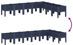 vidaXL Ζαρντινιέρα Κήπου με Πόδια Μπλε Γκρι 200x160x42 εκ. Πολυπροπυλένιο