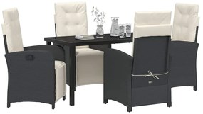 vidaXL Σέτ φαγητού για κήπο 5 pcs Μαύρο συνθετικό ρατάν