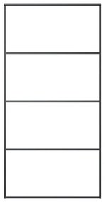 Συρόμενη Πόρτα με Μηχανισμό 102,5x205 εκ. Γυαλί ESG &amp; Αλουμίνιο - Μαύρο