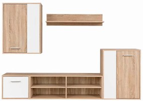 vidaXL Σετ επίπλου τηλεόρασης Επιτοίχιο 5 pcs Λευκό και ξύλο Sonoma