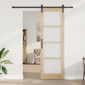 vidaXL Συρόμενη Πόρτα με Σετ Υλικών "ORKDAL" Μασίφ Ξύλο & Γυαλί