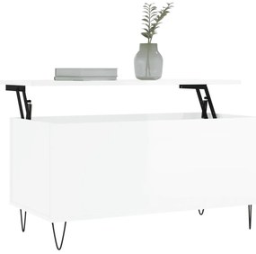 vidaXL Τραπεζάκι Σαλονιού Γυαλ. Λευκό 90x44,5x45 εκ. Επεξεργ. Ξύλο