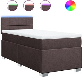 vidaXL Κρεβάτι Boxspring με Στρώμα Σκούρο Καφέ 100x200 εκ. Υφασμάτινο