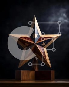 Intra Συλλεκτικό Ξύλινο Παζλ Plywood  4mm - Ξύλινο γλυπτό σε σχήμα αστεριού σε ξύλινο τραπέζι Σε Ξύλινο Κουτί - Διαστάσεις Puzzle: 10x10 cm – 25 κομμάτια