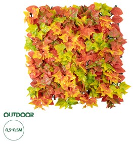 GloboStar® Artificial Garden AUTUMN MAPLE 20349 Τεχνητό Διακοσμητικό Πάνελ Φυλλωσιάς - Κάθετος Κήπος σύνθεση Φθινοπωρινός Σφένδαμος Μ50 x Π50 x Υ10cm