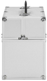 vidaXL Βαλίτσα Μακιγιάζ Ασημί 38x23x34 εκ. Αλουμινίου