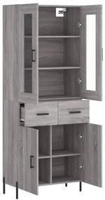 vidaXL Ντουλάπι Γκρι Sonoma 69,5 x 34 x 180 εκ. Επεξεργασμένο Ξύλο