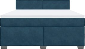 vidaXL Κρεβάτι Boxspring με Στρώμα Μπλε 180x200 εκ. Βελούδινο