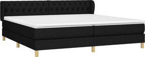 vidaXL Κρεβάτι Boxspring με Στρώμα Μαύρο 200x200 εκ. Υφασμάτινο