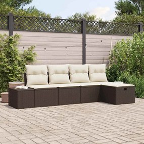 vidaXL Σετ Καναπέ Κήπου 5 pcs Καφέ 55 x 62 x 69 εκ Πολυ ράταν