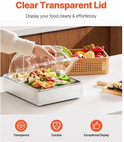 VEVOR Countertop Food Serving Display Container Condiment Dispenser with Lid