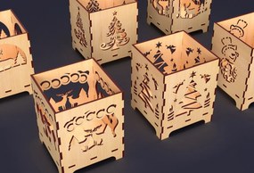Intra απο ξύλο plywood 3mm-4mm πάχος Χριστουγεννιάτικο κερί Δέσμη κοπής με λέιζερ Δίασταση 15x15 cm INTRAFABR-84100936