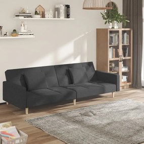Καναπές Κρεβάτι Διθέσιος Σκούρο Γκρι Υφασμάτινος με 2 Μαξιλάρια