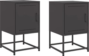 vidaXL Κομοδίνα 2 τεμ. Μαύρα 36x39x60,5 εκ. Χάλυβα