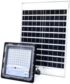 Στεγανός Ηλιακός Προβολέας IP67 Ισχύος 70W με Τηλεχειριστήριο και Ψυχρό Λευκό Φως & Χρονοδιακόπτη σε Μαύρο χρώμα JD-770