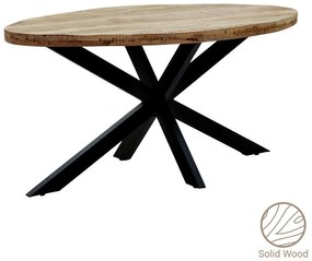 Majesty table oval solid wood 4cm natural-leg black160x90x74cm 160x90x74 εκ.