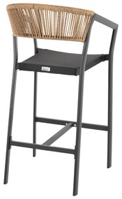 Σκαμπό Μπαρ C5892.05 Αλουμινίου Μαύρο με Μπέζ Rattan &amp; Textline 56x58x105Y εκ. 56x58x105 εκ.