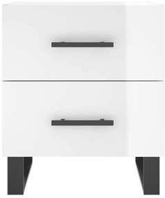 vidaXL Κομοδίνα 2 τεμ. Γυαλ. Λευκό 40x35x47,5 εκ. Επεξεργασμένο Ξύλο