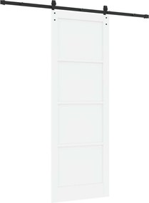 vidaXL Συρόμενη Πόρτα Λευκό 83 x 232 εκ. Μασίφ Ξύλο Πεύκου