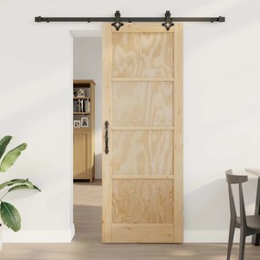 vidaXL Συρόμενη Πόρτα  με Σετ Υλικών 78x211 εκ. Μασίφ Ξυλεία Πεύκου