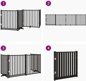 vidaXL Διαχωριστικό Σκύλων/Πόρτα Πτυσσόμενο 4 Πάνελ 320εκ. Μασίφ Ελάτη