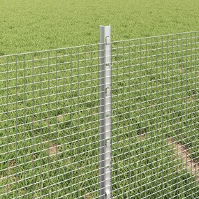 vidaXL Σιδερένιο πλέγμα με στήλη 10 x 0,4 m Ασημί Δίχτυ