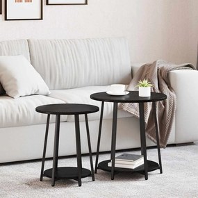 vidaXL Σετ βοηθητικά τραπεζάκια με ράφι 2 pcs Μαύρη Οξυά