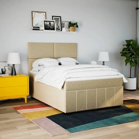 vidaXL Κρεβάτι Boxspring με Στρώμα Κρεμ 140x190 εκ. Υφασμάτινο