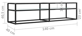 Έπιπλο Τηλεόρασης Λευκό Όψη Μαρμάρου 160x40x40,5εκ Ψημένο Γυαλί - Λευκό