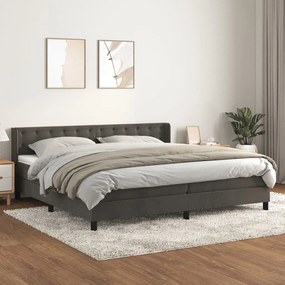 vidaXL Κρεβάτι Boxspring με Στρώμα Σκούρο Γκρι 200x200 εκ. Βελούδινο