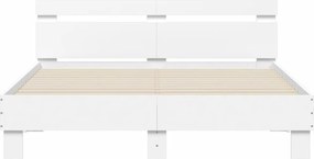 vidaXL Πλαίσιο Κρεβατιού με Κεφαλάρι/LED Λευκό 140x190 εκ.