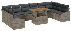 vidaXL Σετ Καναπέ Κήπου με αποθήκευση 11 pcs Γκρι Πολυ ράταν