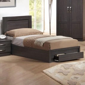 LIFE Κρεβάτι Μονό με Συρτάρι, για Στρώμα 90x200cm, Απόχρωση Zebrano 99x207x93cm