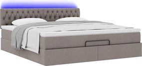 VidaXL Οθωμανικό κρεβάτι με στρώμα & LEDs Taupe 160x200cm ύφασμα