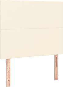 vidaXL Κρεβάτι Boxspring με Στρώμα &amp; LED Κρεμ 90x200 εκ. Συνθ. Δέρμα
