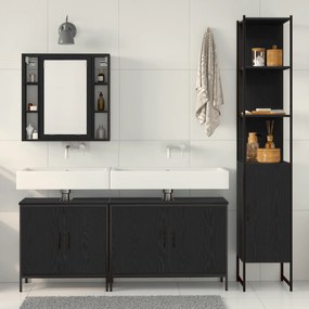 vidaXL σετ επίπλων μπάνιου 4 τεμαχίων  Μαύρο Δρυς Επεξεργασμένου Ξύλου