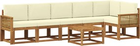 vidaXL Σειρά Καναπέ Εξωτερικού 7 pcs Φυσικό και Κρέμα Πολυεστέρας