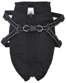 vidaXL Μπουφάν Σκύλου με ιμάντα Μαύρο S Φλις και Πολυεστέρας