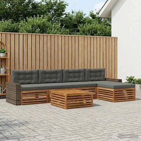 vidaXL Σειρά Καναπέ Εξωτερικού 6 pcs Φυσικό και Ανθρακί