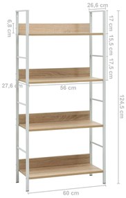 Ραφιέρα 4 Επιπέδων Δρυς 60x27,6x124,5 εκ. Επεξεργασμένο Ξύλο - Καφέ