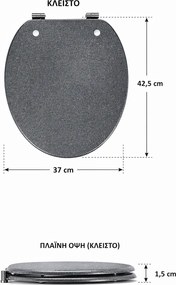 Καπάκι Λεκάνης από MDF 42.5x37x1.5cm Silver MRShome