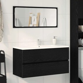vidaXL Ντουλάπι Νιπτήρα Μαύρη Δρυς 90x38,5x45 εκ. Επεξεργασμένο Ξύλο