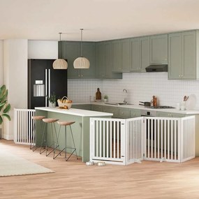 Διαχωριστικό Σκύλων/Πόρτα Πτυσσόμενο 6 Πάνελ 480εκ. Ξύλο Λεύκας