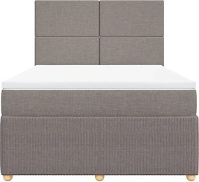 vidaXL Κρεβάτι Boxspring με Στρώμα Taupe 140x200 εκ. Υφασμάτινο
