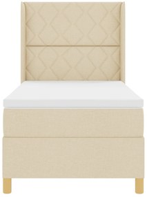 vidaXL Κρεβάτι Box Spring με Στρώμα σε Κρέμ - 90x200 cm Ύφασμα