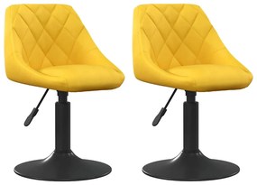 vidaXL Καρέκλες Τραπεζαρίας Περιστρεφόμενες 2 τεμ Μουσταρδί Βελούδινες