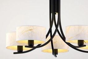 Κρεμαστό Πολύφωτο Arthur Φ75cm Μαύρο με Λευκό Ύφασμα